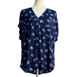 Torrid Camera Print Challis Dolman Sleeve Top-OX